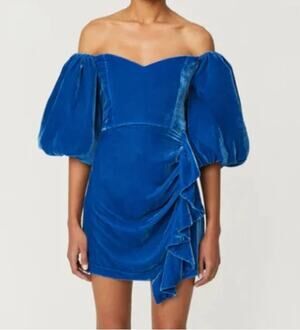 Rhode Adrian Velvet Dress in Air Force Blue Womens Size 12